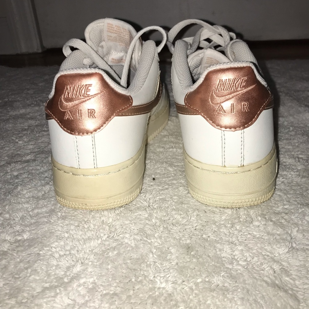 WHITE ROSE GOLD NIKE AIR FORCE 1s